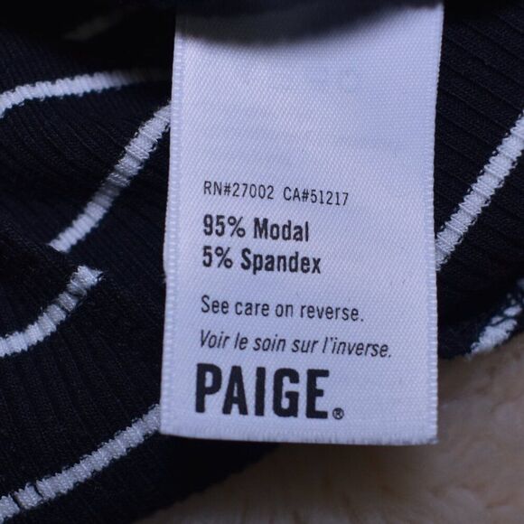 Paige Sparrow Striped Sleeveless Tie Neck Bodysuit Size XS Black White - Picture 9 of 16